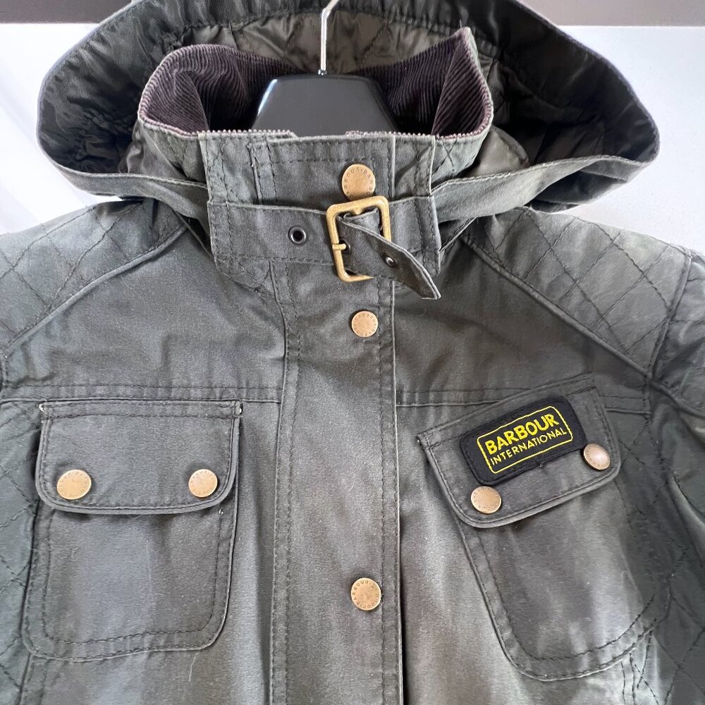 Barbour Parka Waxed Green Hooded Coat Jacket Womens - Picture 9 of 15